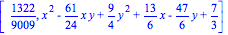 [1322/9009, x^2-61/24*x*y+9/4*y^2+13/6*x-47/6*y+7/3]